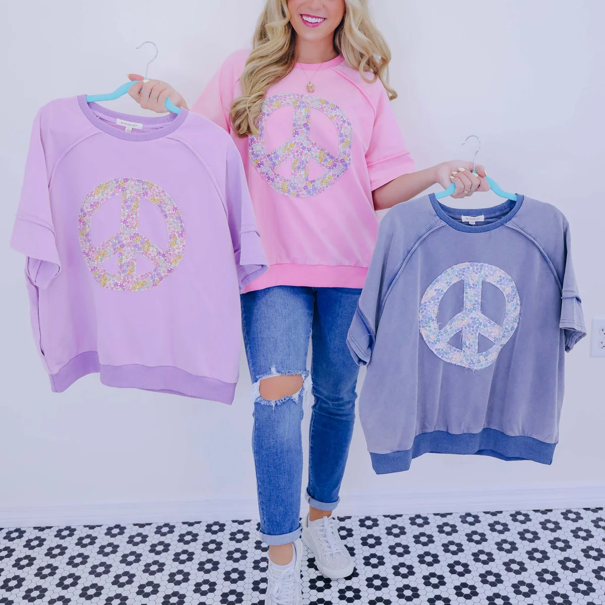 A Lil Peace Of Mind Floral Patch Top - 3 Colors | Whiskey Darling Boutique