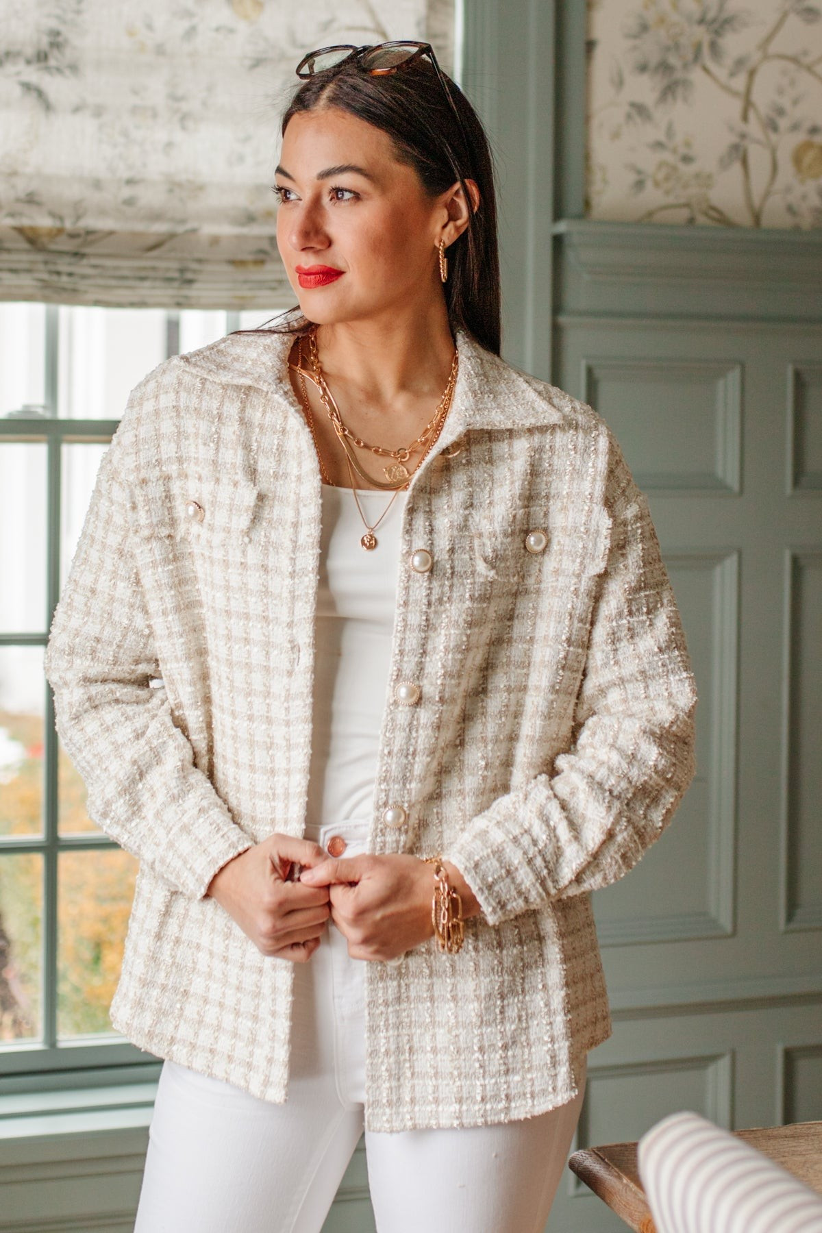 Daydreams Shacket in Ivory | Peppered with leopard