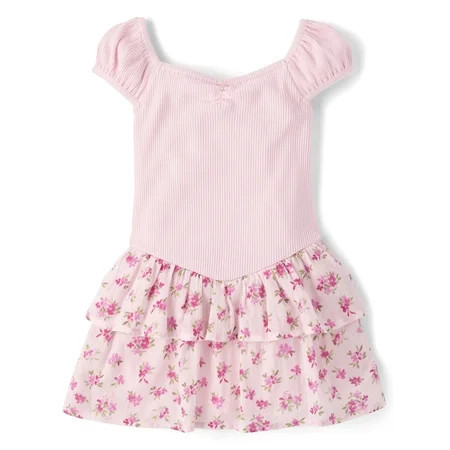 The Children's Place Baby & Toddler Girls Short Sleeve Tiered V-Waist Dress, Sizes 6M-5T | Walmart (US)