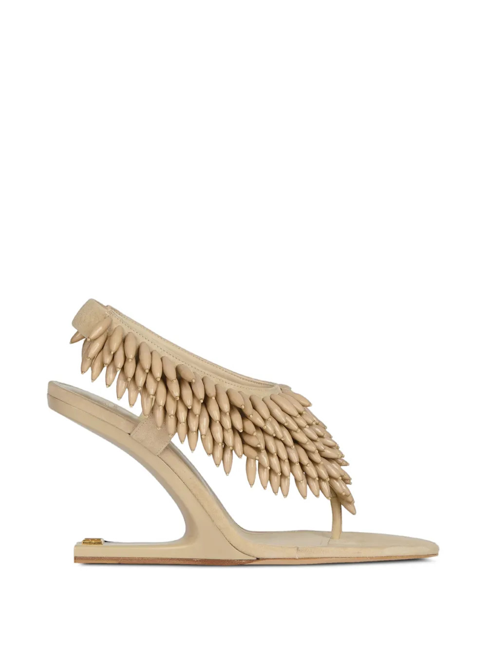 Balmain No Wedge Beaded Suede Sandals | Neutrals | FARFETCH | Farfetch Global