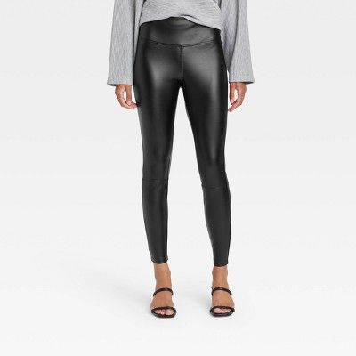 Women's High-Waisted Faux Leather Ankle Leggings - A New Day™ | Target