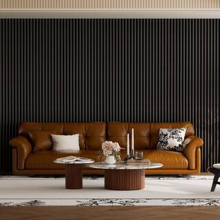 Black 0.83 in. x 1.97 ft. x 3.94 ft. Half Round Slat Acoustic Wall Panels Decorative Wall Paneling (4 Piece/31 sq. ft. ) | The Home Depot