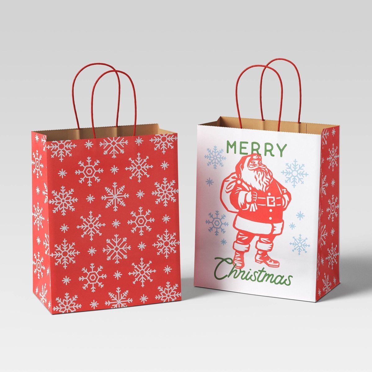 2ct Cub Paper Handle Christmas Gift Bag Santa/Snowflakes - Wondershop™ | Target