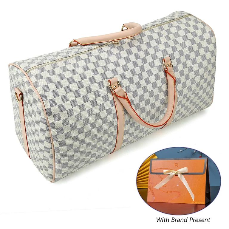 RICHPORTS Checkered Travel PU Leather Weekender Overnight Duffel Bag Shoulder tote Handbag Travel... | Walmart (US)