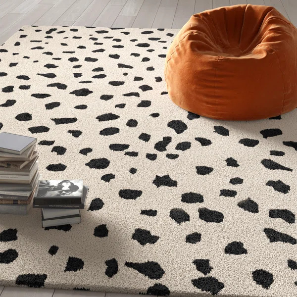 Bryan Tufted Wool Animal Print Hand-Tufted Wool Beige/Black Area Rug | Wayfair North America