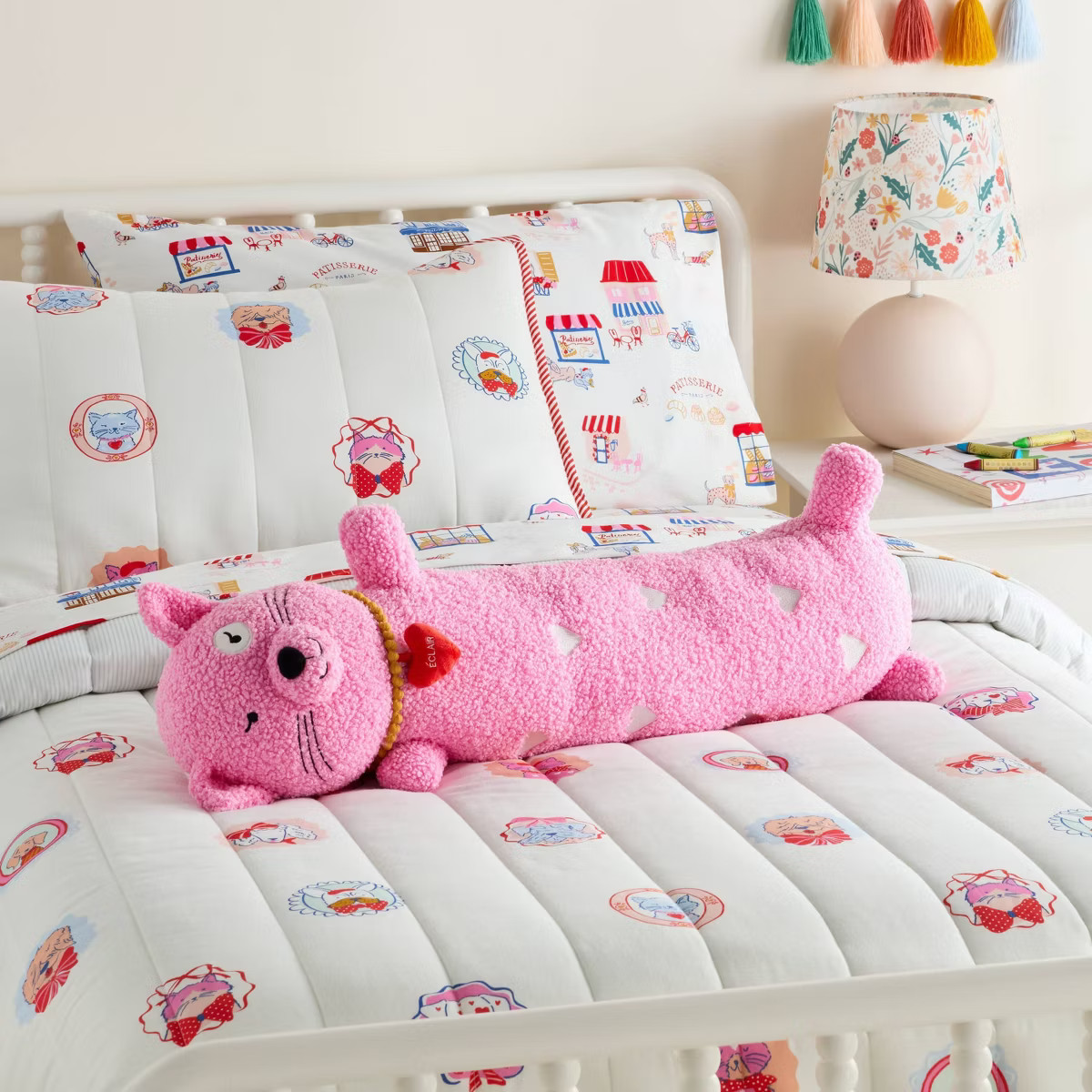 Cat Kids' Long Weighted Plush Throw Pillow Pink - Pillowfort™ | Target