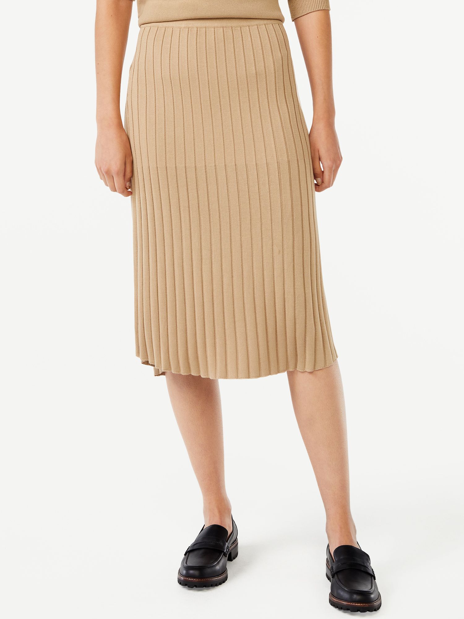 Free Assembly Women's Pleated Midi Sweater Skirt | Walmart (US)
