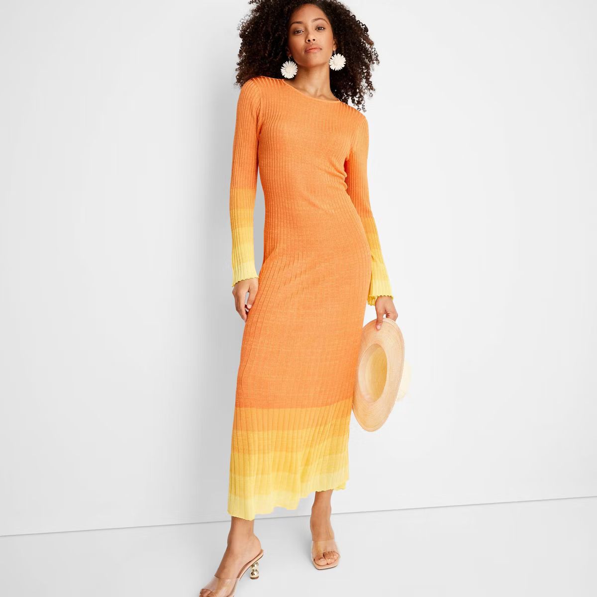 Women's Long Sleeve Open Back Maxi Dress - Future Collective™ with Jenee Naylor Orange Ombre | Target