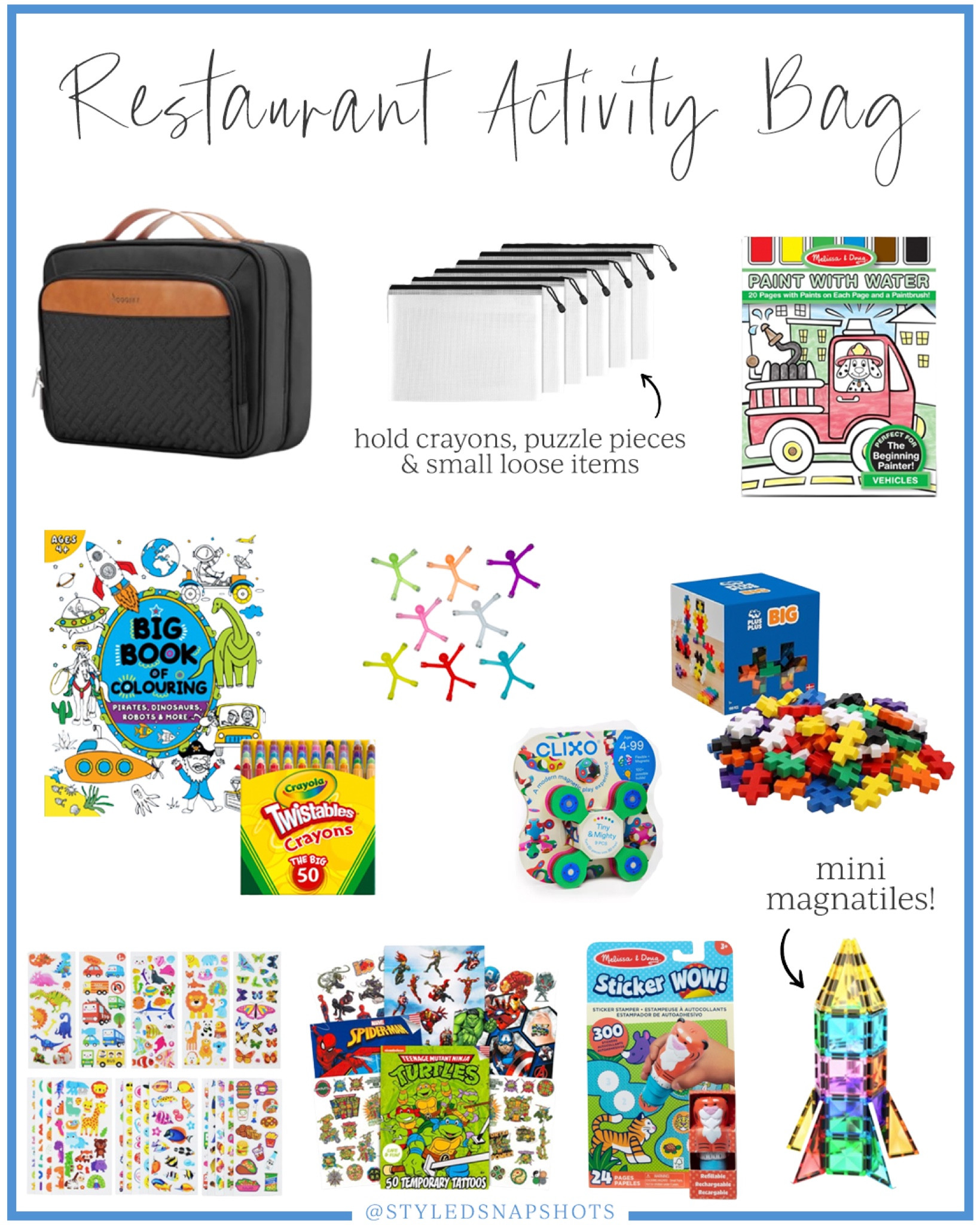 Restaurant activity bag! I also linked items we keep rotate in or keep in car for activities 

kids travel activities 

#LTKTravel #LTKFindsUnder50 #LTKKids