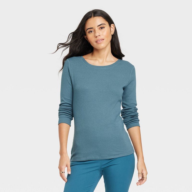 Women's Long Sleeve Ribbed T-Shirt - A New Day™ | Target