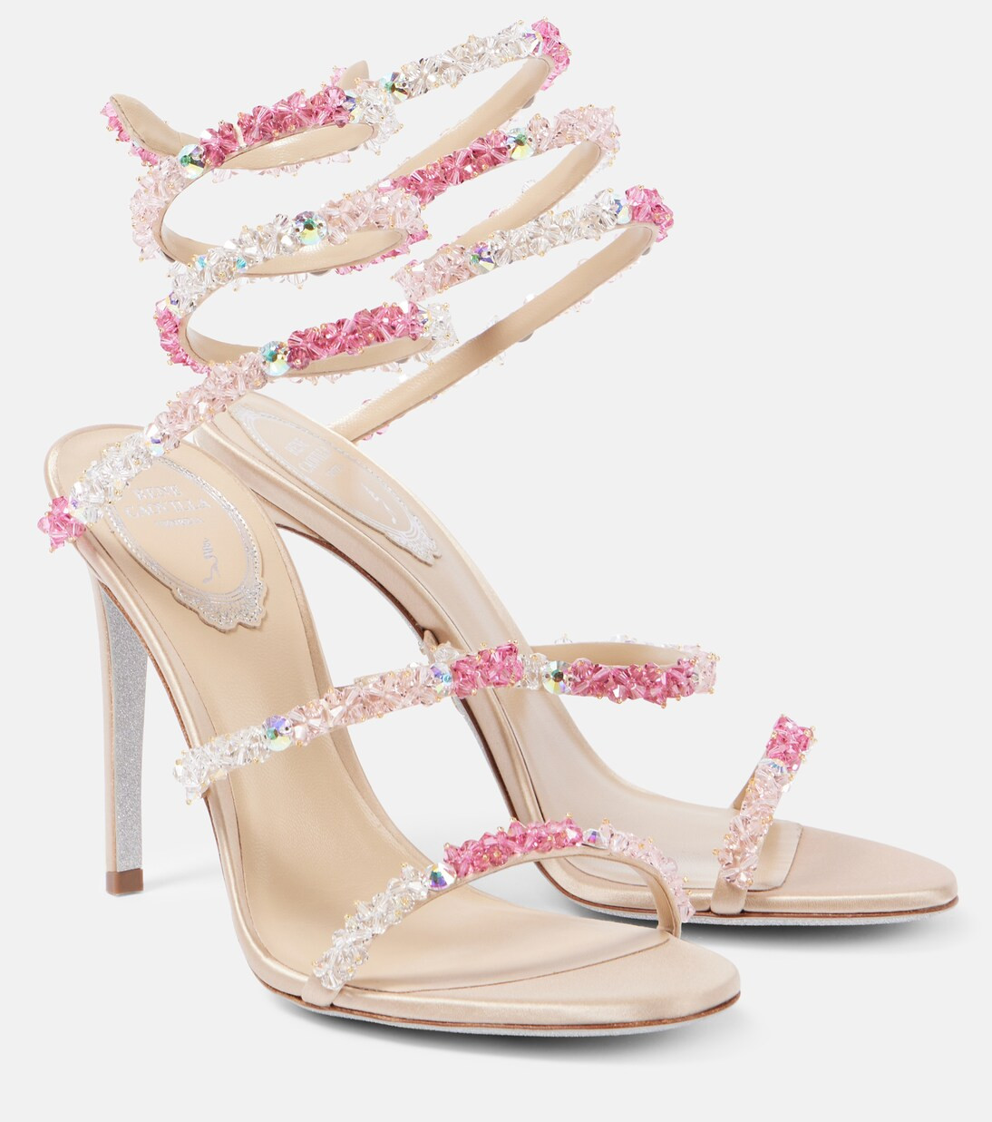 Cinderella crystal-embellished leather sandals | Mytheresa (INTL)