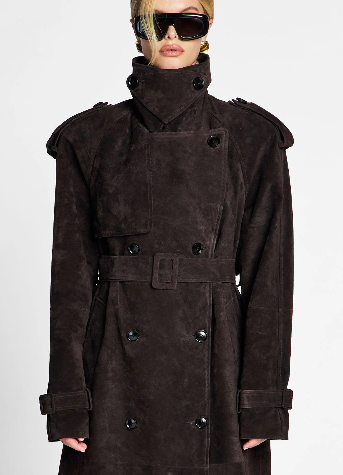 Espresso Suede Trench Coat | DE SAVARY LONDON
