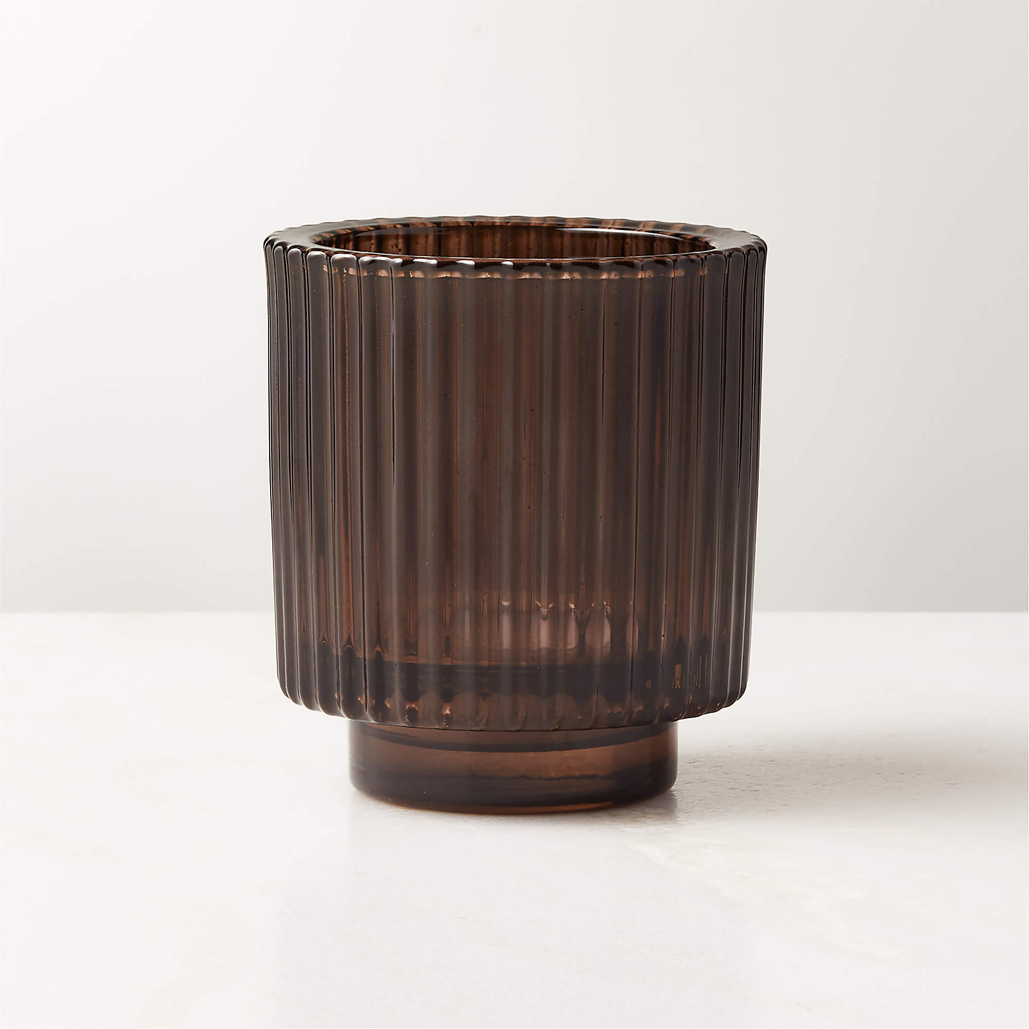 Ezra Amber Glass Modern Votive Candle Holder + Reviews | CB2 | CB2