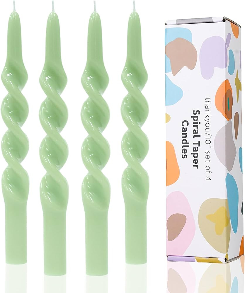 Taper Candles Green Spiral Dinner Candles Wax Unscented Dinner Candle Dripless for Home Decor, Re... | Amazon (US)