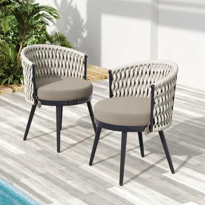 Comfortable & Modern Outdoor Dining Chairs - Metal & Beige Rope For Patios, Balconies | Wayfair North America