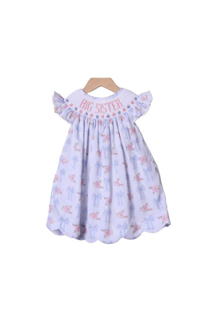 Smocked Rose and Bow Big Sister Dress | The Smocked Flamingo