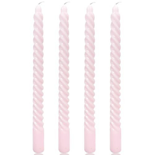 4 Pack Pale-Pink Cream Spiral Taper Candles for Home Decoration, 10 Inch Candlesticks for Dinner Party Wedding Holiday, Dripless and Smokeless | Amazon (US)