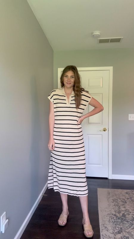 Comment DRESS to shop. This knit casual collared dress is perfect for summer. It’s lightweight and flowy. I love the v-neck and side slit on the dress. You could even wear this as a swim coverup. Comes in tons of colors for under $50. 

#LTKFindsUnder50 #LTKVideo #LTKStyleTip