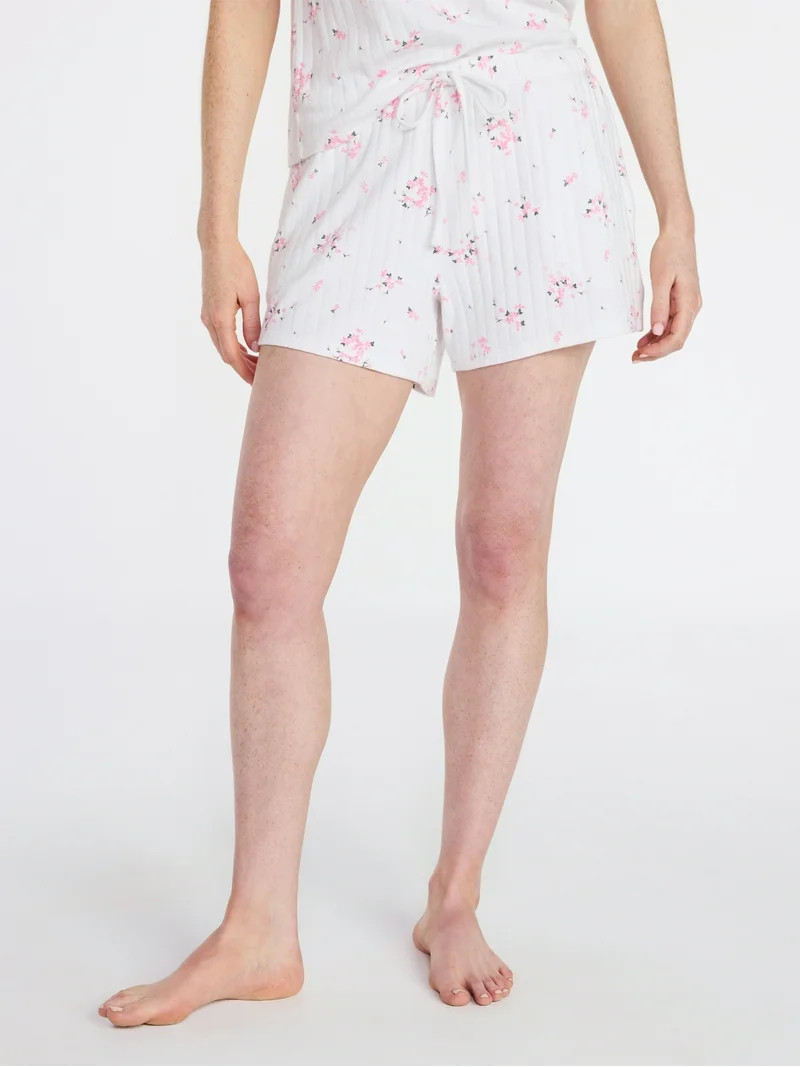 Joyspun Women’s Pointelle Knit Sleepwear Shorts, 4'' Inseam, Sizes XS-3X | Walmart (US)