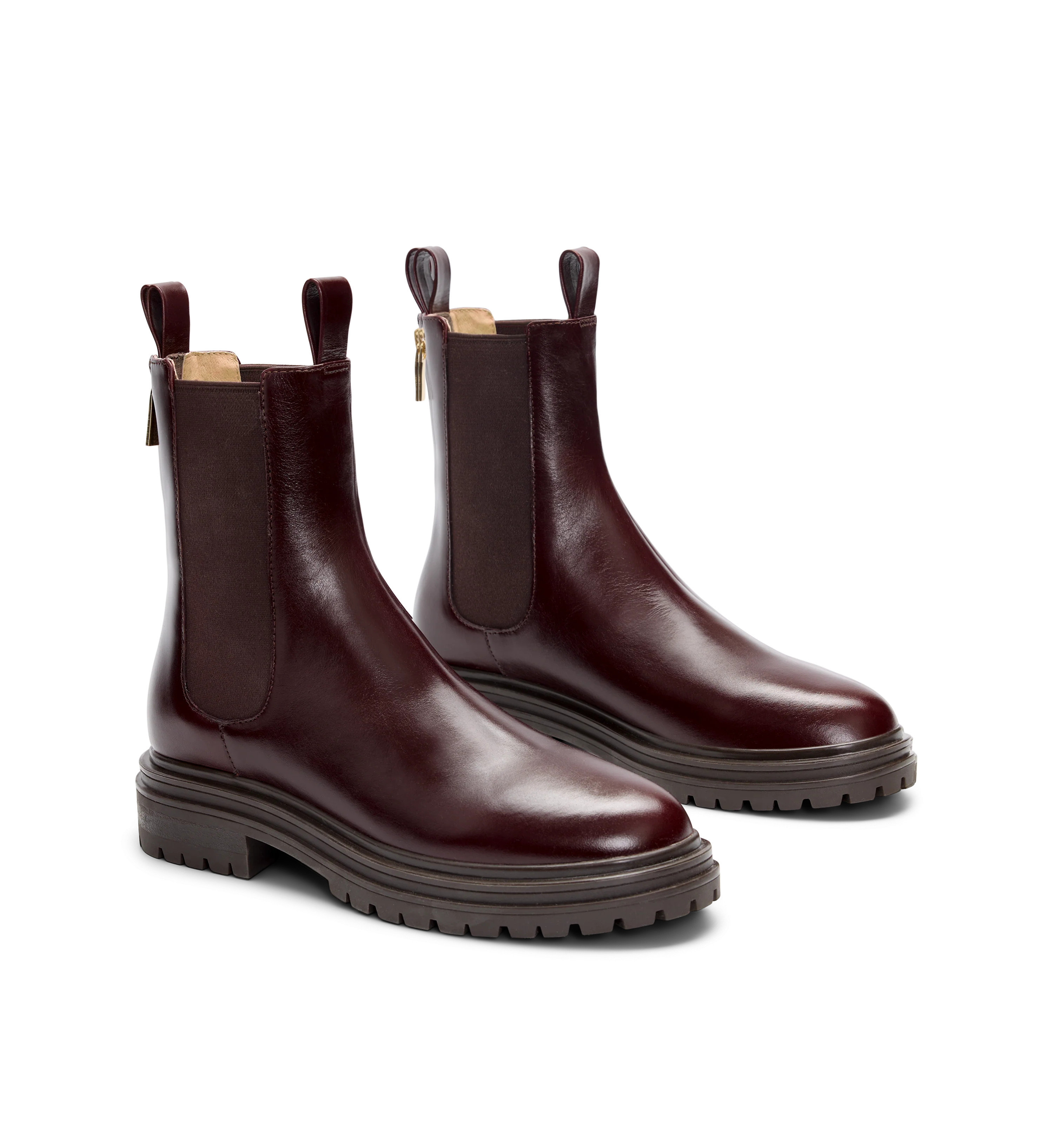 Peltops Dark Oak Boxed Leather Flat Boots - Bared Footwear | Bared Footwear