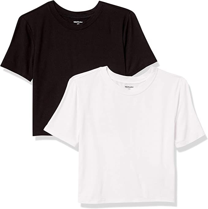 Amazon Brand - Wild Meadow Women's Short Sleeve Crewneck Crop Tee (2 Pack) | Amazon (US)