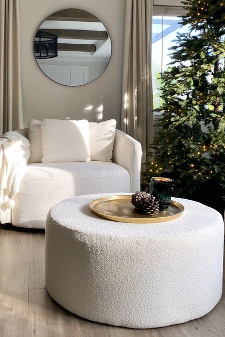 This oversized swivel chair + round ottoman are the perfect duo for a cozy reading nook 🤍 I promise my tree I took my tree down already 😝 

#swivelchair #walmarthome #walmart #amazon #amazonhome 

#LTKhome