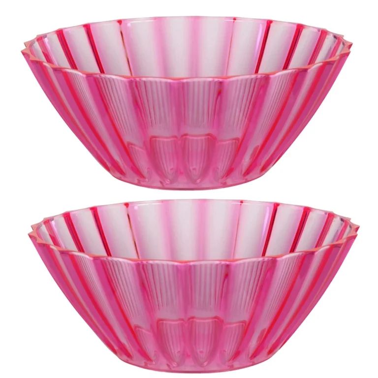 Light Pink Wavy Plastic Bowls Reusable Plastic Serving Bowl Chips, Popcorn, Snacks, Mints, Salad ... | Walmart (US)