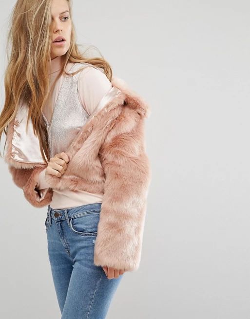 Miss Selfridge Blush Faux Fur Jacket | ASOS US