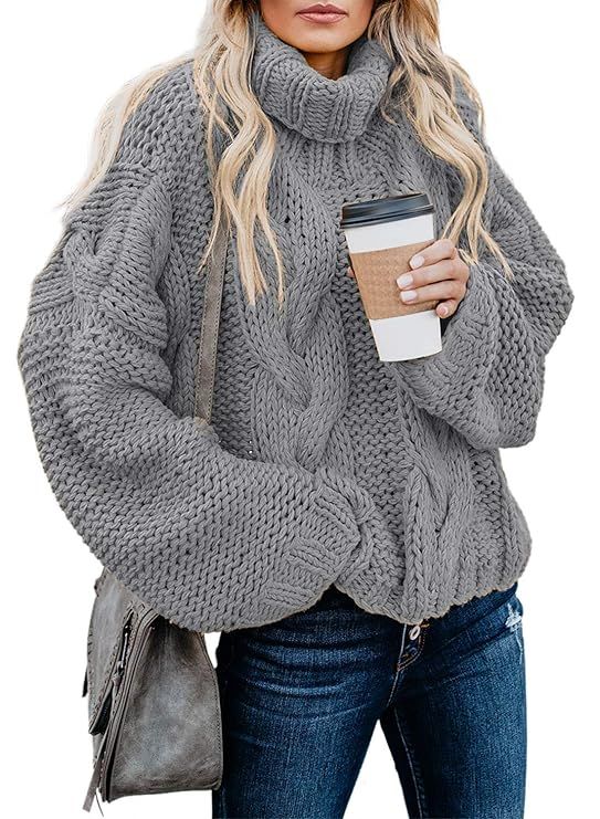 ZKESS Womens Casual Long Sleeve Turtleneck Knit Pullover Sweater | Amazon (US)