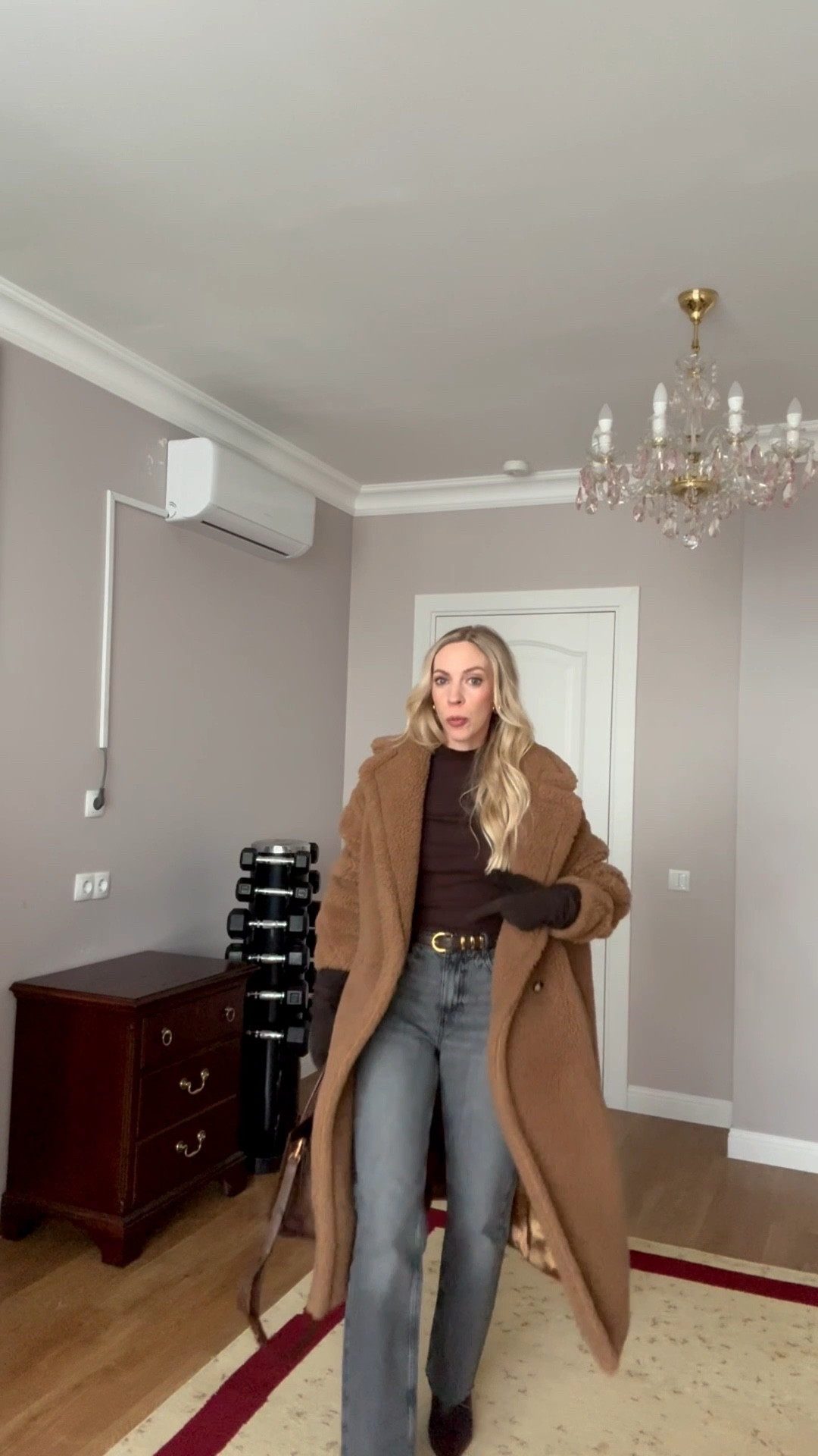 OOTD, GRWM, cozy winter outfit, teddy coat, Zara gray straight leg jeans, chocolate brown kitten heel boots, long brown suede gloves 

#LTKootd #LTKFindsUnder50 #LTKgrwm