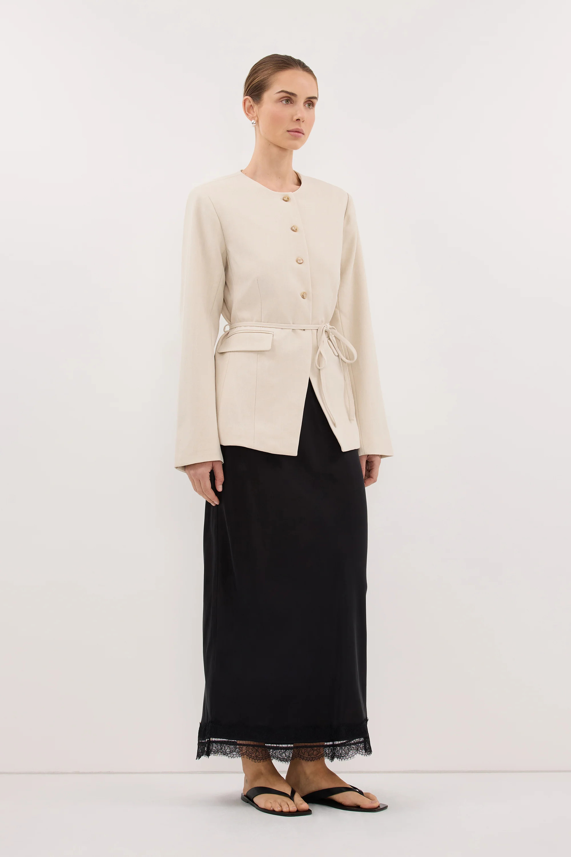CYRUS BONE COLLARLESS BLAZER | DISSH
