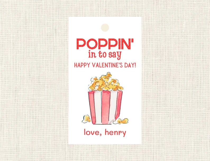 Valentine tags Popcorn / Class Treat Tags | Etsy (US)