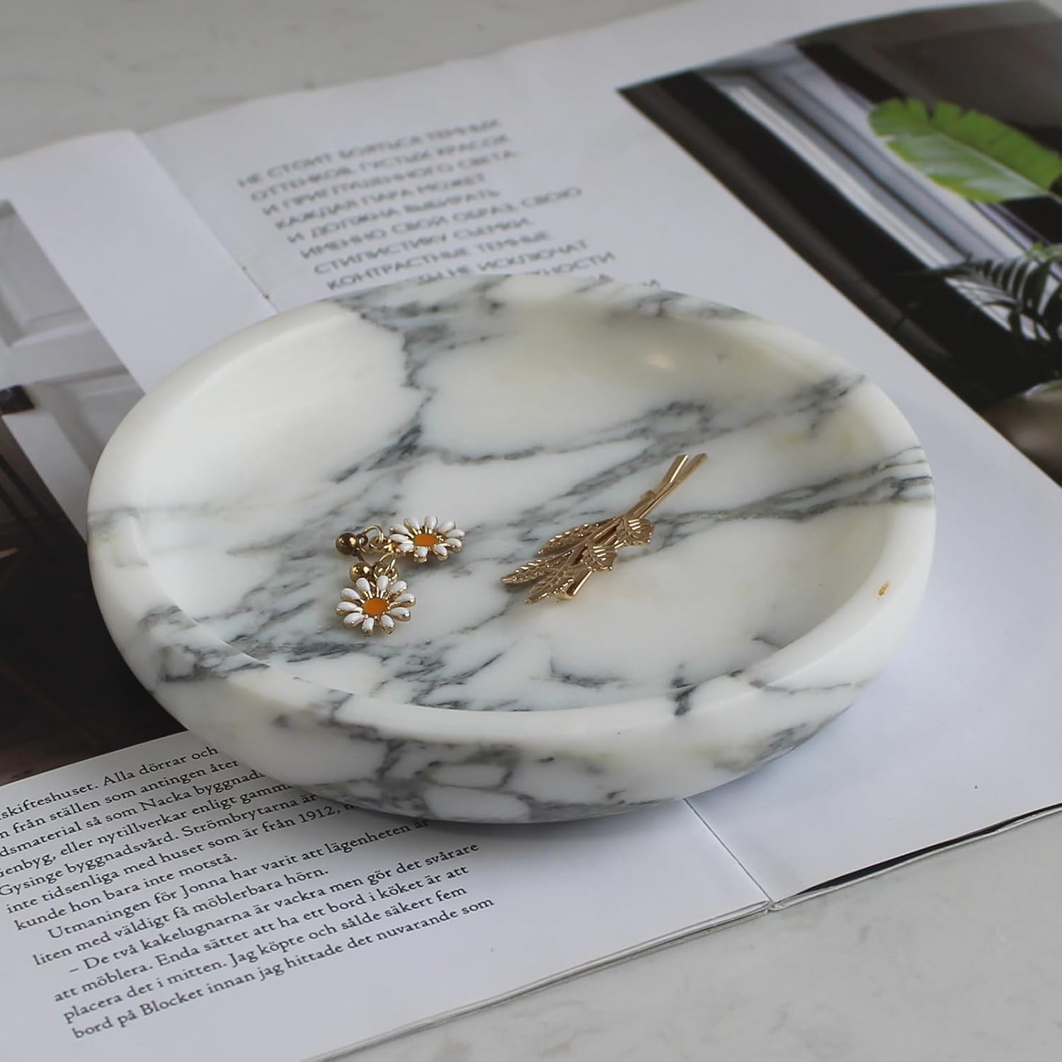 Nawgnail Natural Travertine Marble Jewelry Dish 5.5",Trinket Dish for Ring Earring, Gift for Woma... | Amazon (US)