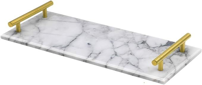 LUANT Marble Stone Decorative Tray with Handle for Counter, Vanity, Dresser, nightstand or Desk | Amazon (US)