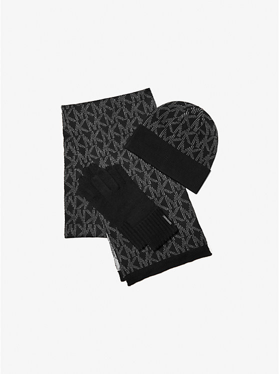 Metallic Logo Jacquard Beanie and Scarf Gift Set | Michael Kors | Michael Kors US