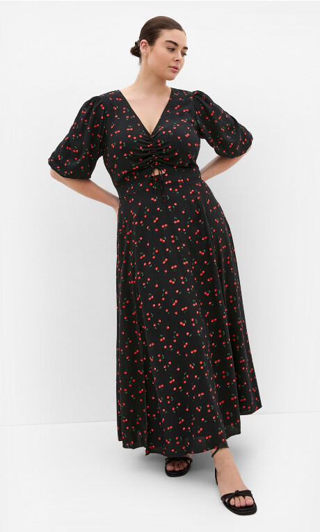 Aliya Elbow Sleeve Maxi Dress - black | City Chic