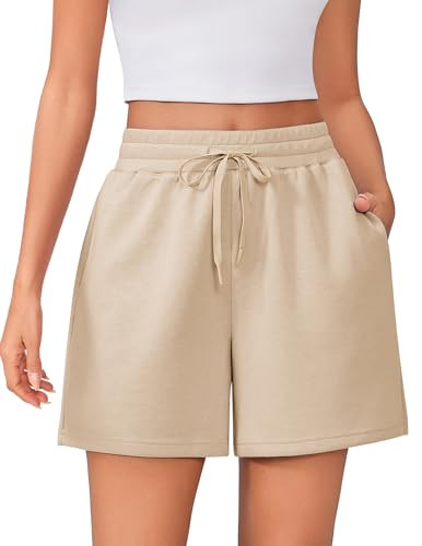 PINSPARK Womens Athletic Sweat Shorts Soft Drawstring High Waisted Active Short Comfy Casual Loun... | Amazon (US)