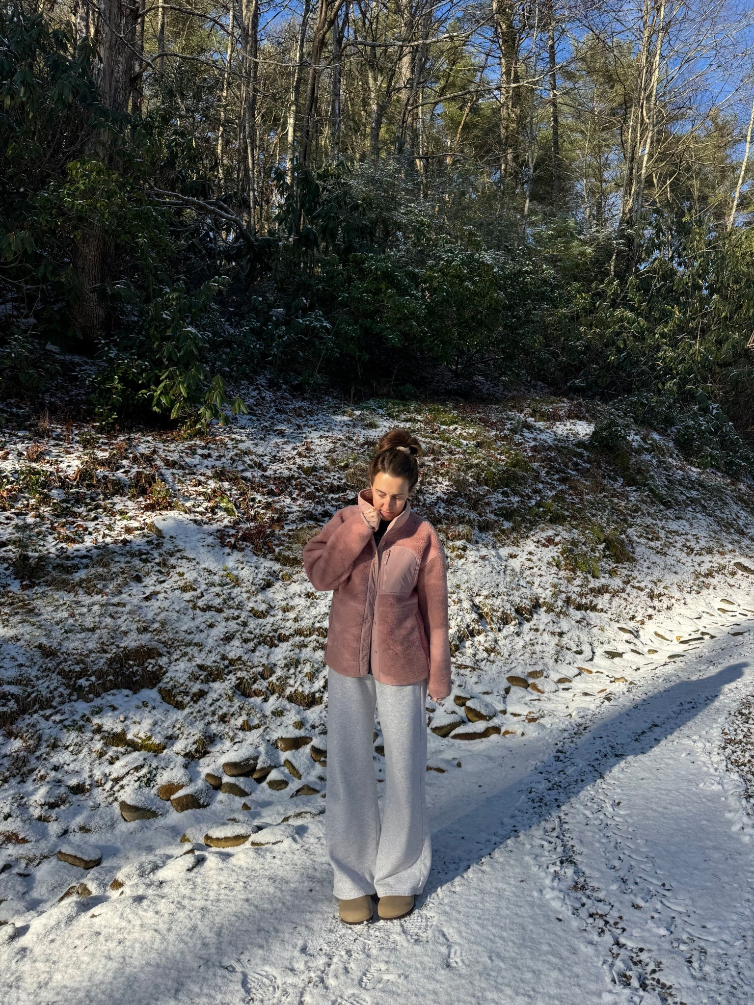 Early morning snow dusting. Fleece jacket. Wide leg sweat pants. 
Jacket S. Pants XS.

#LTKootd #LTKOver40 #LTKSeasonal