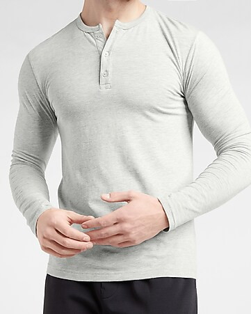 Slim Supersoft Long Sleeve Henley T-shirt | Express