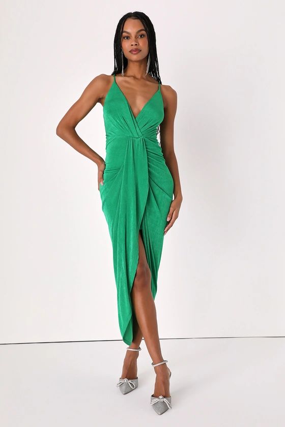 Dreamy Date Green Surplice Midi Dress | Lulus (US)