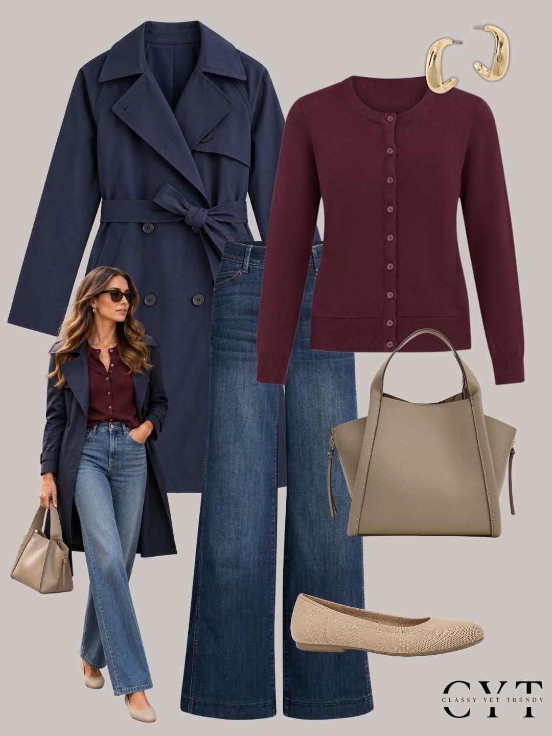 6 outfits with a navy trench coat ✔ Outfit ideas styled different 
ways with a sweater, boots, tee, loafer mules, low profile sneakers, striped sweater, suede sneakers, short sleeve sweater, loafers, cardigan and ballet flats.
.
#trenchcoat #neutrals #neutralstyle #outfitinspo #whattowear