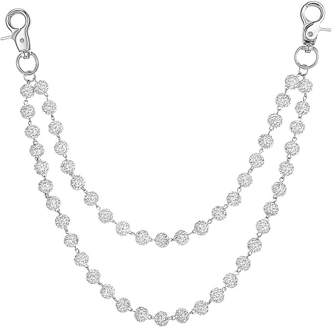 Sparkly Ceramic Beads Wallet Chain - 10mm Shiny Rhinestone Bohemian Purse Jean Pants Chains Hipst... | Amazon (US)