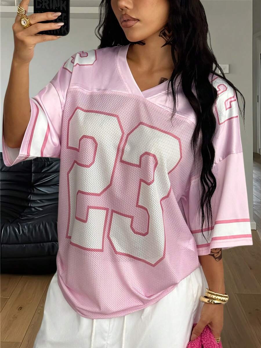 Coolane Women's & Men's Summer Streetwear Y2K Cute Concert Sport Graphics Number Pattern Loose V-... | SHEIN