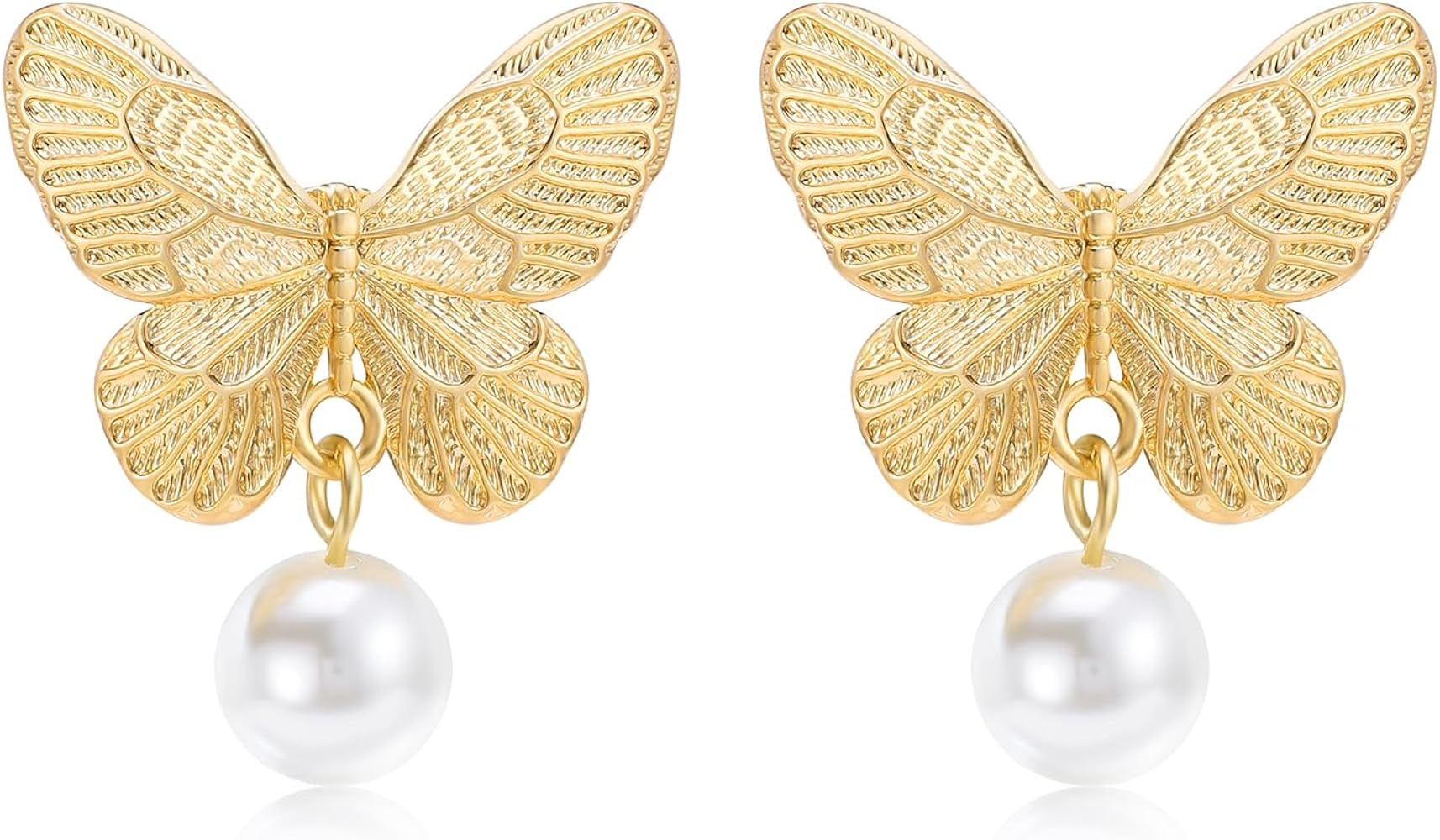 Gold Butterfly Earrings Butterfly Pearl Earrings Dangle Drop Hypoallergenic 925 Silver Posts for ... | Amazon (US)