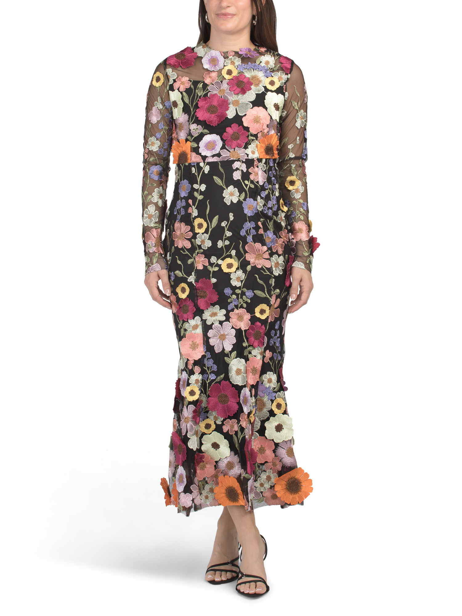 Long Sleeve 3d Floral Gown | Formal Dresses | Marshalls | Marshalls