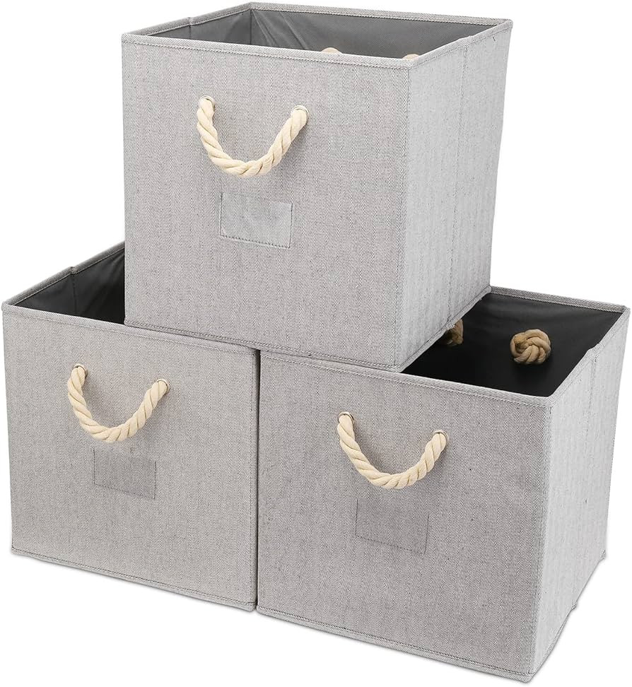 SYYOFUE Cube Storage Bins 13x13x13 inch Organization Baskets Fabric Cube Drawers Gray Storage Box... | Amazon (US)