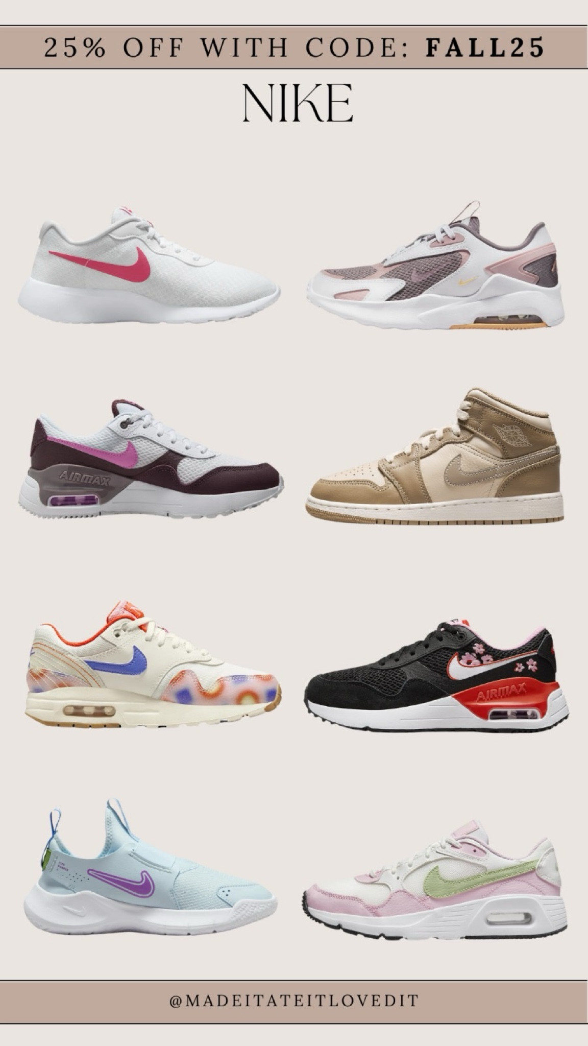 Get ready for the season with 25% off at Nike! Use code FALL25 to save on your favorite gear. Whether you’re hitting the gym or the streets, now’s the time to upgrade your wardrobe with top picks from Nike.

#NikeSale #FALL25 #SaveBig #NikeStyle #WorkoutGear #SeasonalSavings #ShopAndSave

#LTKSaleAlert #LTKShoeCrush #LTKStyleTip