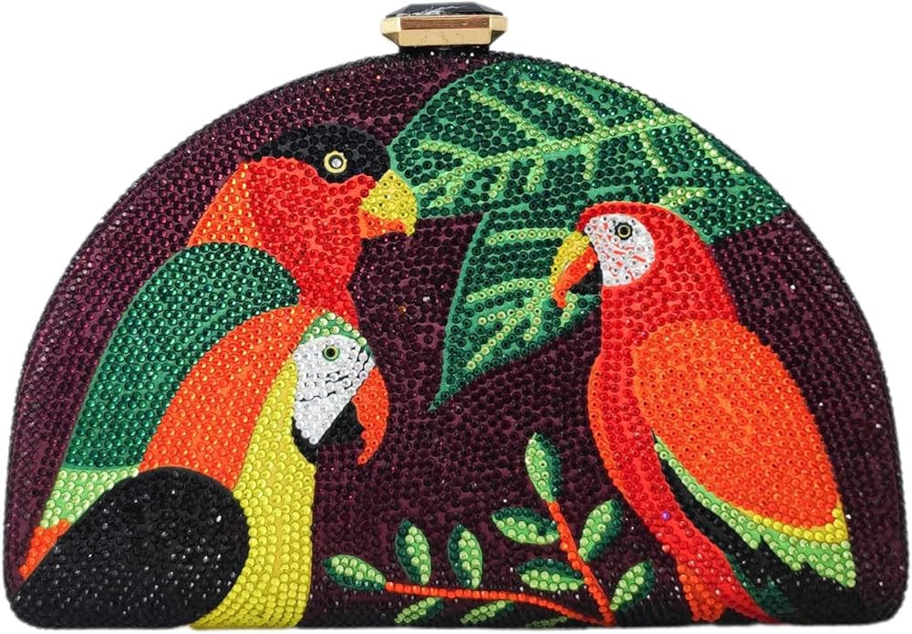 Boutique De FGG Parrot Evening Bags Women Crystal Clutch Bag Cocktail Prom Bird Party Handbags Rh... | Amazon (US)