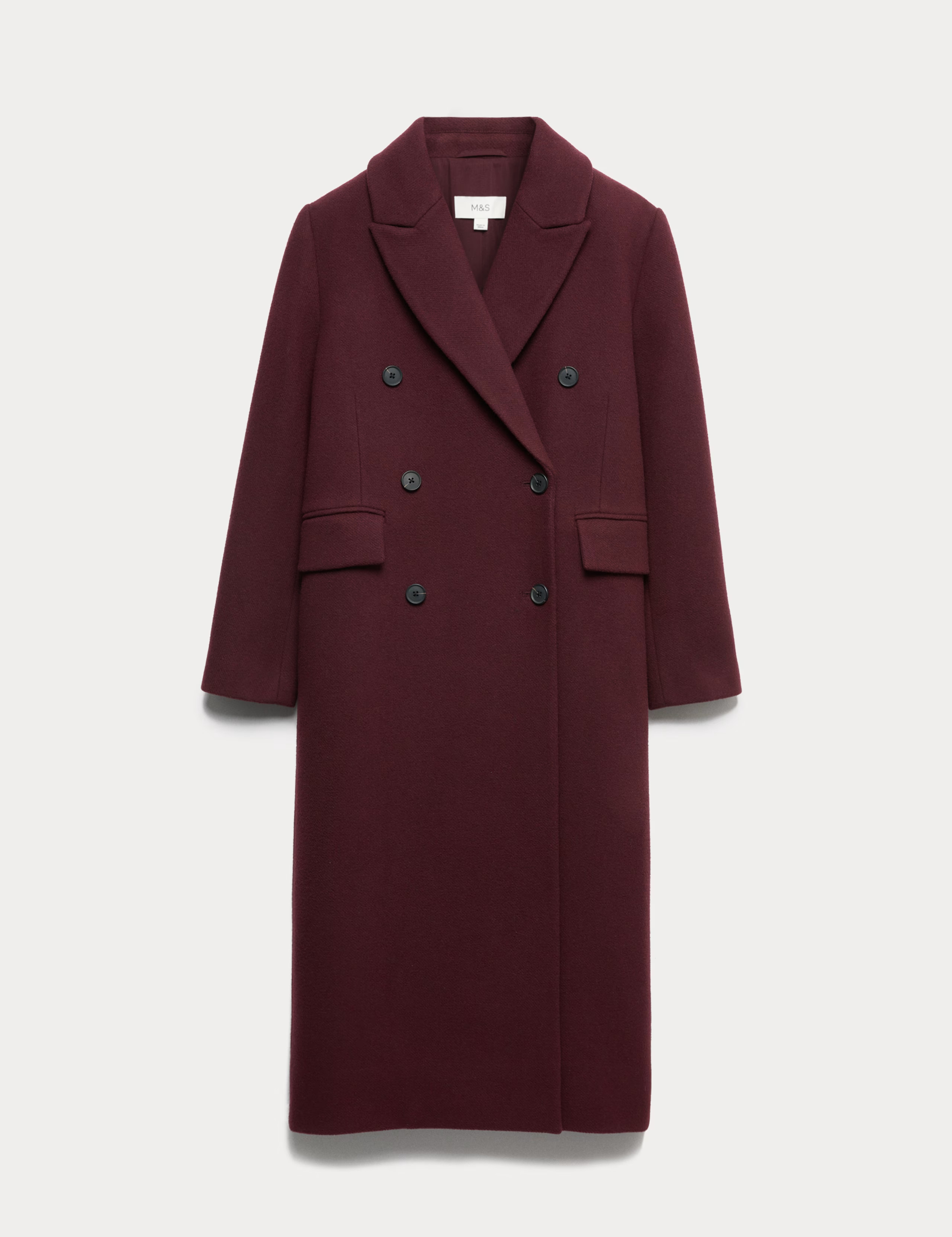 Double Breasted Longline Coat With Wool | M&S Collection at M&S | Marks & Spencer (UK)