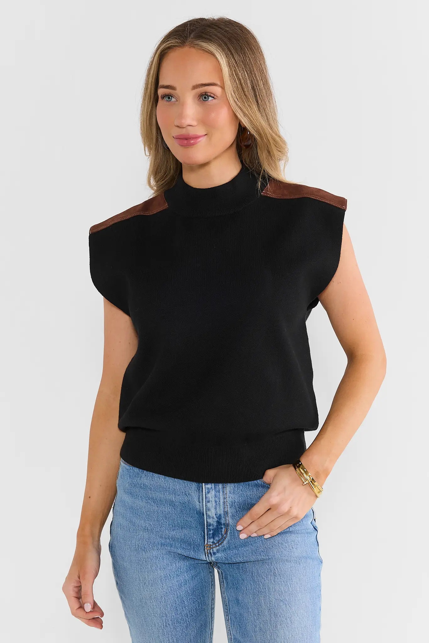 Black Sleeveless Sweater by THML | Avara